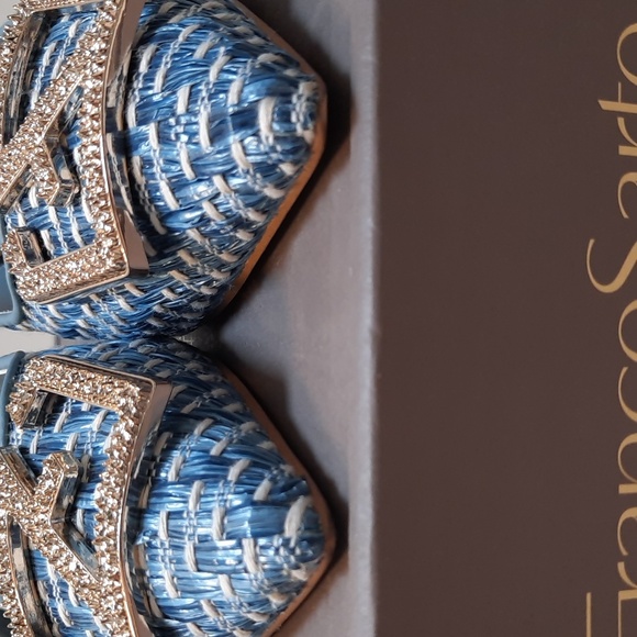 Franco Sarto Textured Blue Slingback Heels Sz 6.5 - Picture 2 of 9